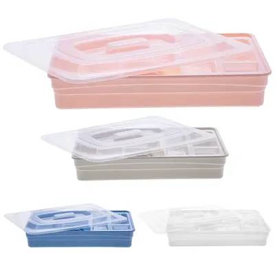 PORTA TALHER DE GAVETA DE PLASTICO COLORS COM 5 DIVISORIAS + TAMPA 42X31,5X7,5CM