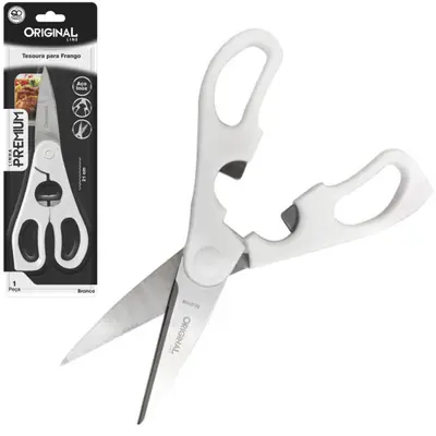 TESOURA DE COZINHA DE INOX 8'' 20CM MULTIUSO CABO BRANCO PREMIUM
