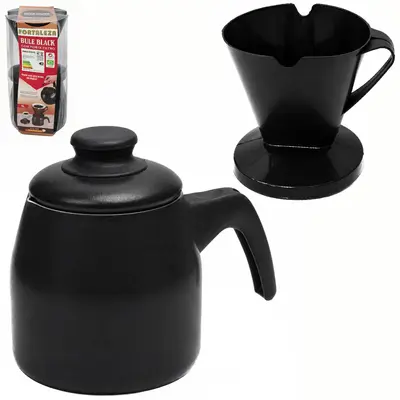 BULE DE ALUMINIO BLACK 1L COM TAMPA + PORTA FILTRO / COADOR DE CAFE 103 DE PLASTICO