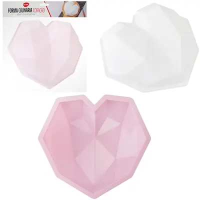 FORMA DE SILICONE CORACAO PARA BOLO / TORTA 21,5X20X5,5CM NA SOLAPA