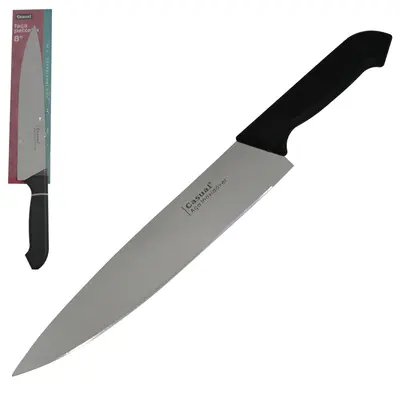FACA CARNE / PEIXEIRA DE INOX 8'' CABO PLASTICO PRETO