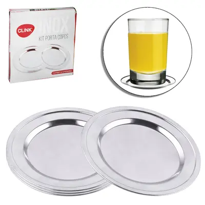 PORTA COPO DE INOX REDONDO COM 4 PECAS 11CM DE Ø