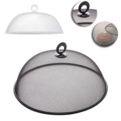 TAMPA / TELA PROTETORA DE METAL PARA ALIMENTOS COM ALCA DE PLASTICO 11X30CM DE Ø