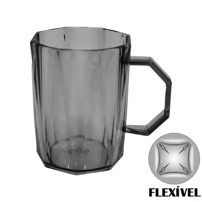 CANECA DE PLASTICO PET FLEXIVEL FUME COM ALCA 500ML