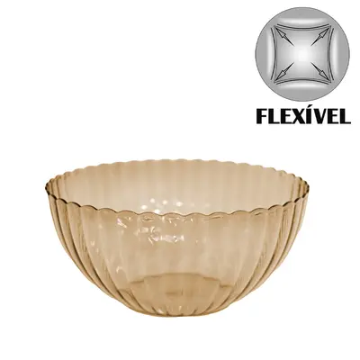 TIGELA SALADEIRA / FRUTEIRA REDONDA DE PLASTICO PET FLEXIVEL AMBAR 9X19,5CM DE Ø