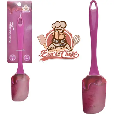 ESPATULA DE PAO DURO DE SILICONE CALDAS AMORA CABO ACRILICO BONS CHEFF 24X5CM
