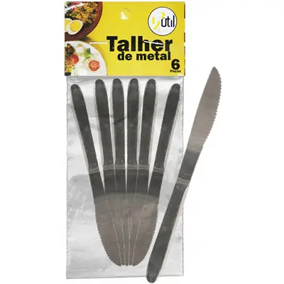 FACA DE MESA DE INOX COM 6 PECAS 21CM NA SOLAPA