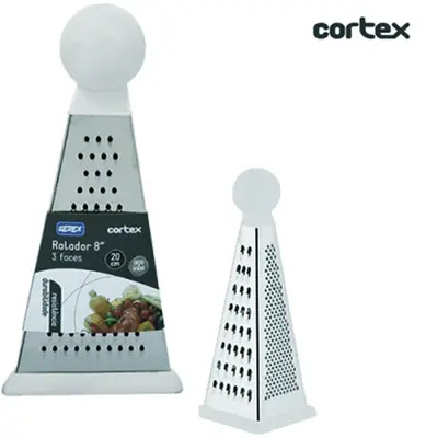 RALADOR DE INOX 3 FACES SILICONE BRANCO 8''