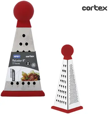 RALADOR DE INOX 3 FACES SILICONE VERMELHO 8''