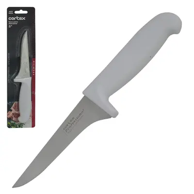 FACA DE DESOSSAR / ACOUGUEIRO DE INOX 5'' CABO PLASTICO BRANCO PREMIUM