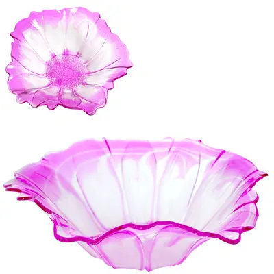 FRUTEIRA DE MESA DE ACRILICO REDONDA FLOR BICOLOR 1 9X29CM DE Ø