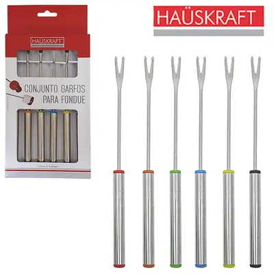 GARFO PARA FONDUE DE INOX HAUSKRAFT COM 6 PECAS 18CM NA CAIXA