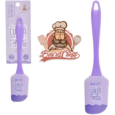 ESPATULA DE PAO DURO DE SILICONE ROXO CABO ACRILICO BONS CHEFF 24X5CM NA CARTELA
