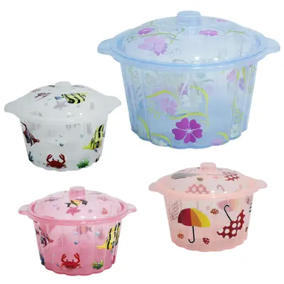 POTE DE PLASTICO REDONDO ESTAMPAS SORTIDAS COM TAMPA 2L