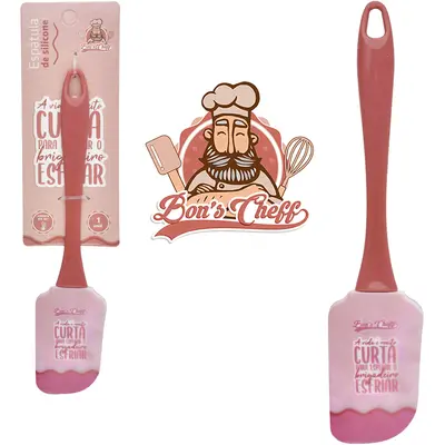 ESPATULA DE PAO DURO DE SILICONE MARROM CABO ACRILICO BONS CHEFF 24X5CM
