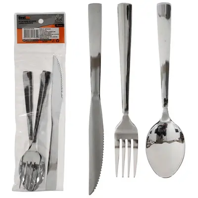 CONJUNTO DE TALHER COM COLHER + GARFO E FACA DE INOX ELEGANTE NA SOLAPA