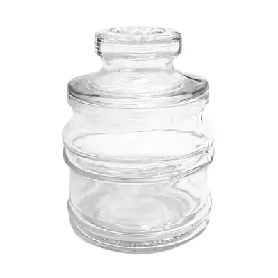 POTE DE VIDRO REDONDO COM TAMPA HERMETICA DE VIDRO 150ML