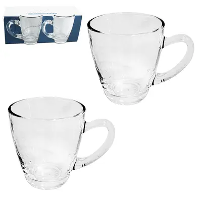 JOGO DE CANECA XICARA DE VIDRO PARA CAFE / CAPPUCCINO FLUX COM 2 PECAS 110ML
