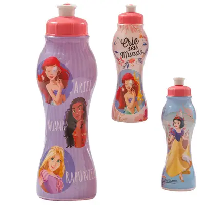 GARRAFA SQUEEZE SLEEVE DE PLASTICO PP PRINCESAS 450ML