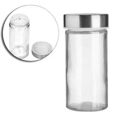 PORTA CONDIMENTO / QUEIJEIRA DE VIDRO COM TAMPA INOX 90ML
