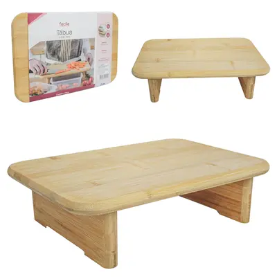 BANDEJA TABUA DE CORTE DE MADEIRA / BAMBU COM PE MULTIUSO RETANGULAR FACILE 33X21,8X8CM