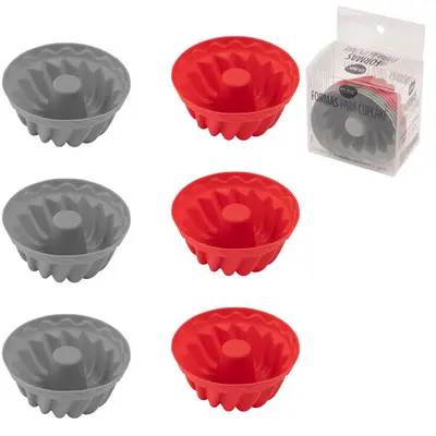 FORMA DE SILICONE REDONDA PARA CUPCAKE COM 6 PECAS 3X7,2CM DE Ø
