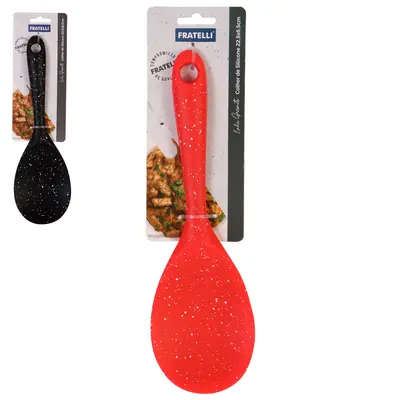 COLHER DE ARROZ GOHAN DE SILICONE VERMELHO E PRETO LINHA GRANITE 22,5X6,5CM TD