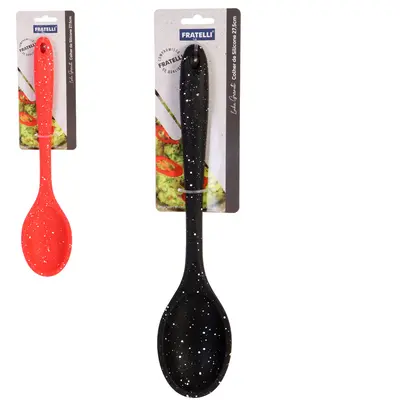 COLHER DE ARROZ DE SILICONE VERMELHO E PRETO LINHA GRANITE 27,5X5,5CM TD