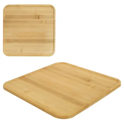 BANDEJA TABUA DE CORTE DE MADEIRA / BAMBU MULTIUSO QUADRADO 25X1CM