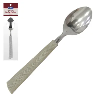 COLHER DE MESA DE INOX CABO PLASTICO WOODEN NATURE 19,5CM