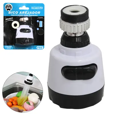 CHUVEIRINHO BICO AREJADOR PARA TORNEIRA BRANCO COM PRETO PRO 7,5X5,3CM