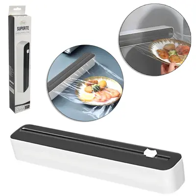SUPORTE PORTA FILME DE PVC DE PLASTICO COM CORTADOR 35,5X5,5X5CM