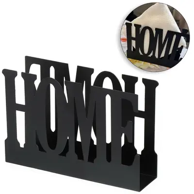PORTA GUARDANAPO DE METAL HOME BLACK 15X10X4CM