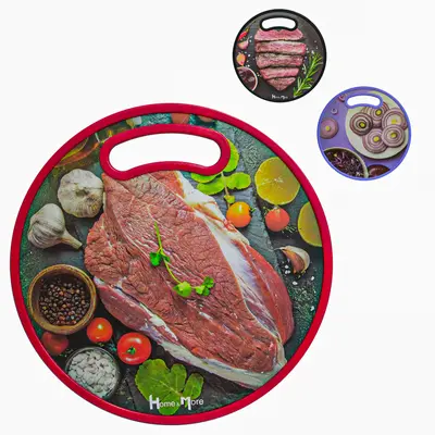 TABUA DE CORTE DE MADEIRA MDF REVESTIDO DE PLASTICO REDONDA ESTAMPAS SORTIDAS 30CM DE Ø