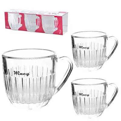 JOGO DE CANECA XICARA DE VIDRO PARA CAFE ATHENA COM 3 PECAS 90ML