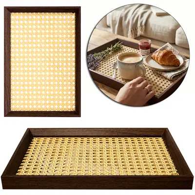 BANDEJA DE MADEIRA MDF COM ESPELHO RETANGULAR 32X22CM