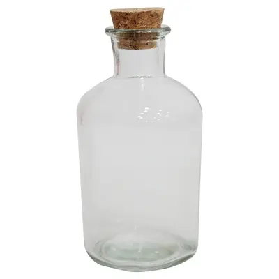 FRASCO DECORATIVO DE VIDRO COM TAMPA ROLHA CORTICA 260ML