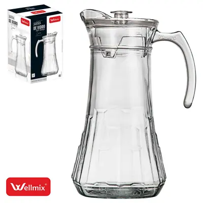JARRA DE VIDRO COM TAMPA DE ACRILICO LINA TRANSPARENTE 1,5L