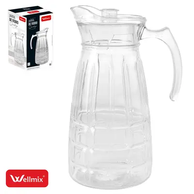 JARRA DE VIDRO COM TAMPA DE ACRILICO QUADRYS TRANSPARENTE 1,7L