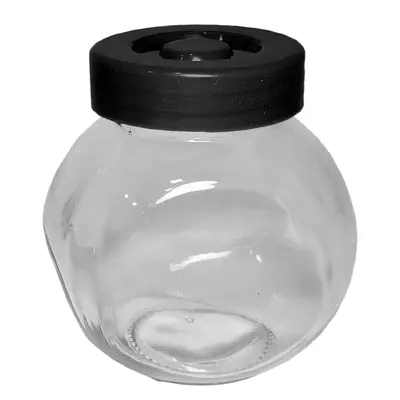 POTE BALEIRO DE VIDRO COM TAMPA DE PLASTICO 180ML