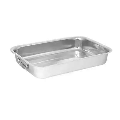 BANDEJA ( FORMA ) DE INOX RETANGULAR COM ALCA 40X30X7CM
