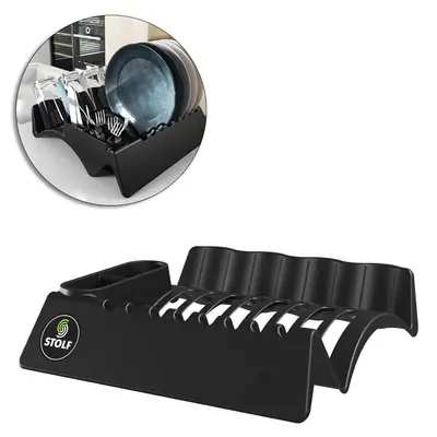 ESCORREDOR SECADOR DE PRATOS / COPOS / TALHER DE PLASTICO SMART PRETO 34,7X32,5X7,6CM