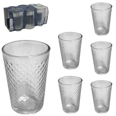 JOGO DE COPO DE VIDRO BARROCO COM 6 PECAS 200ML