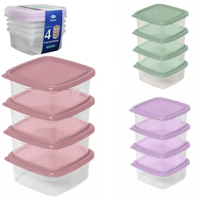 CONJUNTO DE ORGANIZADOR DE PLASTICO QUADRADO P HOME COM TAMPA 4 PECAS 230ML