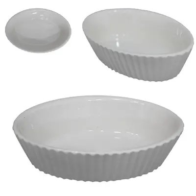 TIGELA DE PORCELANA OVAL PIETRA BRANCA 260ML 14X10X4CM