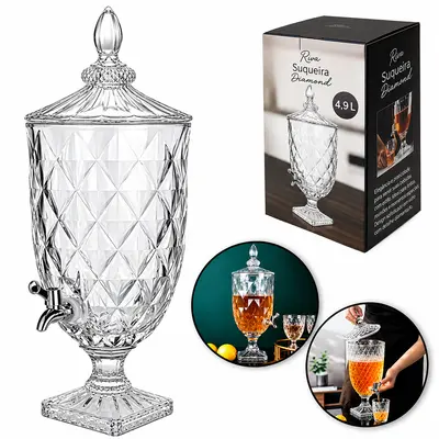 SUQUEIRA DE VIDRO COM BASE DIAMOND FLUX 4,9L