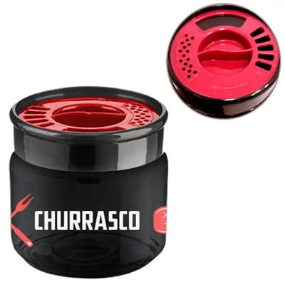 ORGANIZADOR DE PLASTICO PET REDONDO CHURRASCO COM TAMPA 160ML