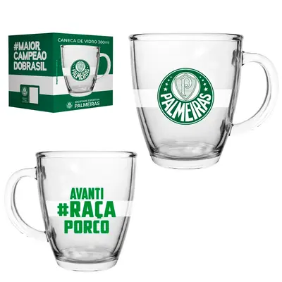 CANECA XICARA DE VIDRO CONICA PALMEIRAS 380ML