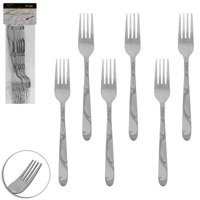 GARFO DE MESA DE INOX TOP CASA COM 6 PECAS 18,5CM