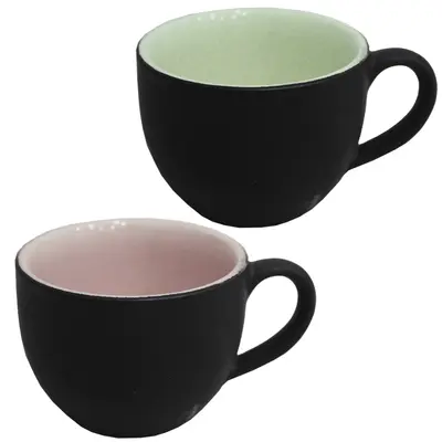 CANECA DE PORCELANA PRETA FOSCA 150ML